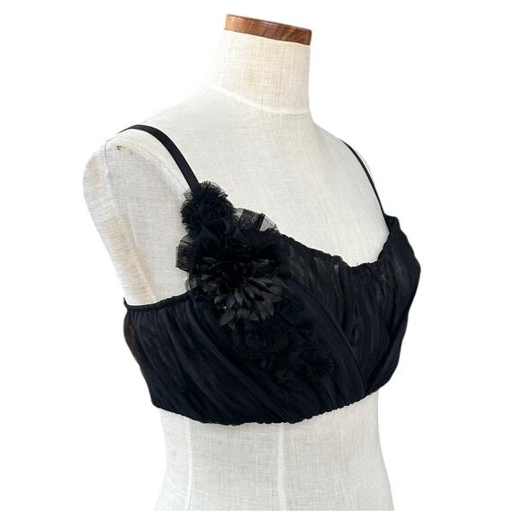 NWT Carol Malony Black Ruched Lace Bralette 34D NWT USA Made Designer Lingerie - Picture 4 of 12